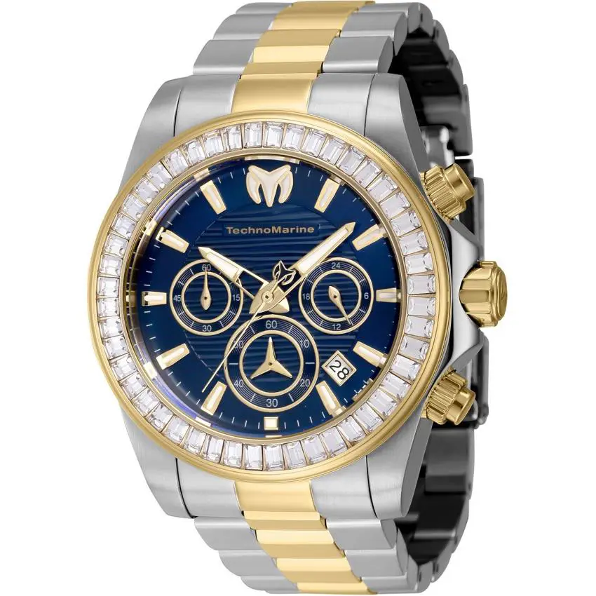 Technomarine Manta Ray Lux Mens 42mm 48 Crystals Two-tone Chrono Watch TM-222003