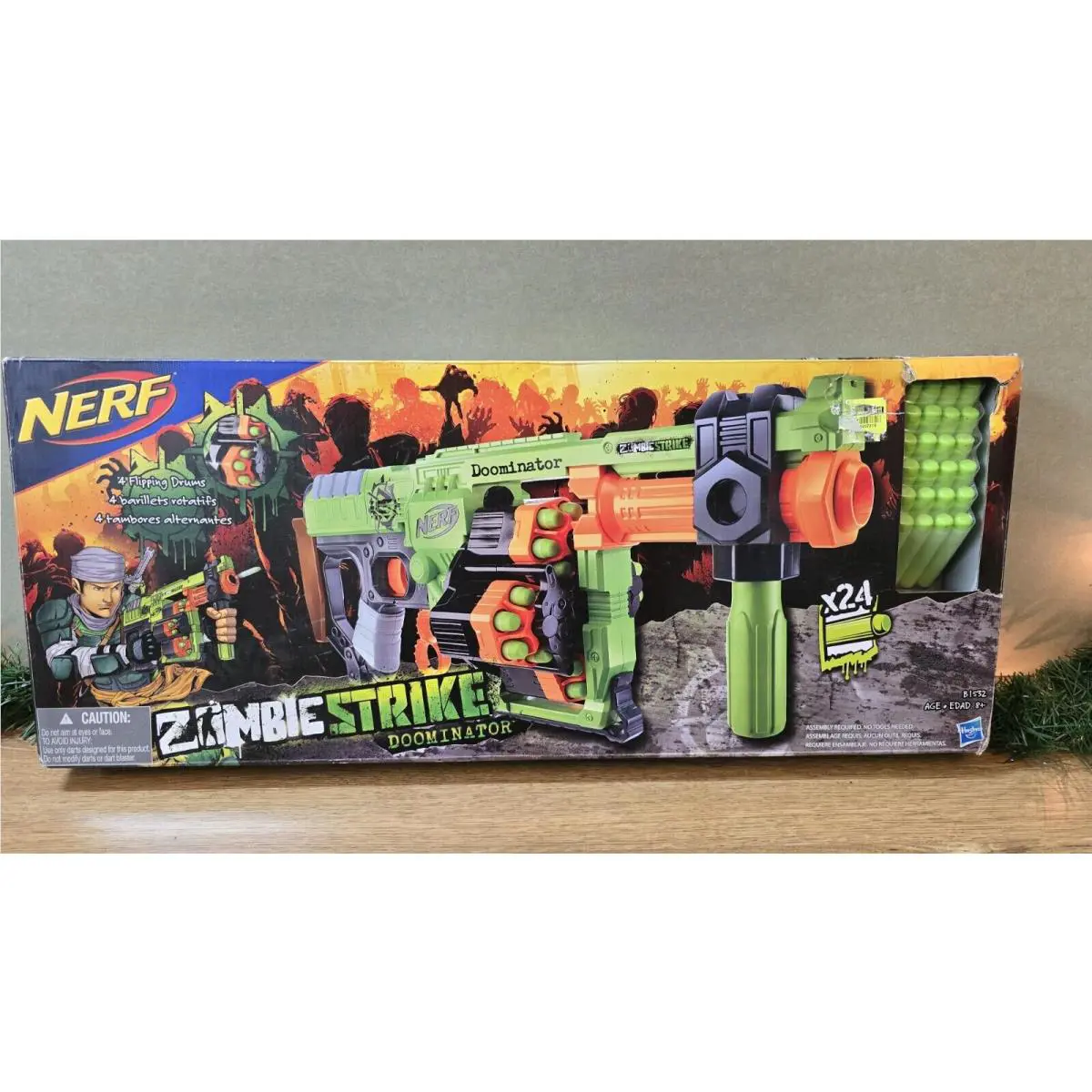 Nerf Zombie Strike Doominator Blaster 4 Rotating Drums 24 Elite Darts