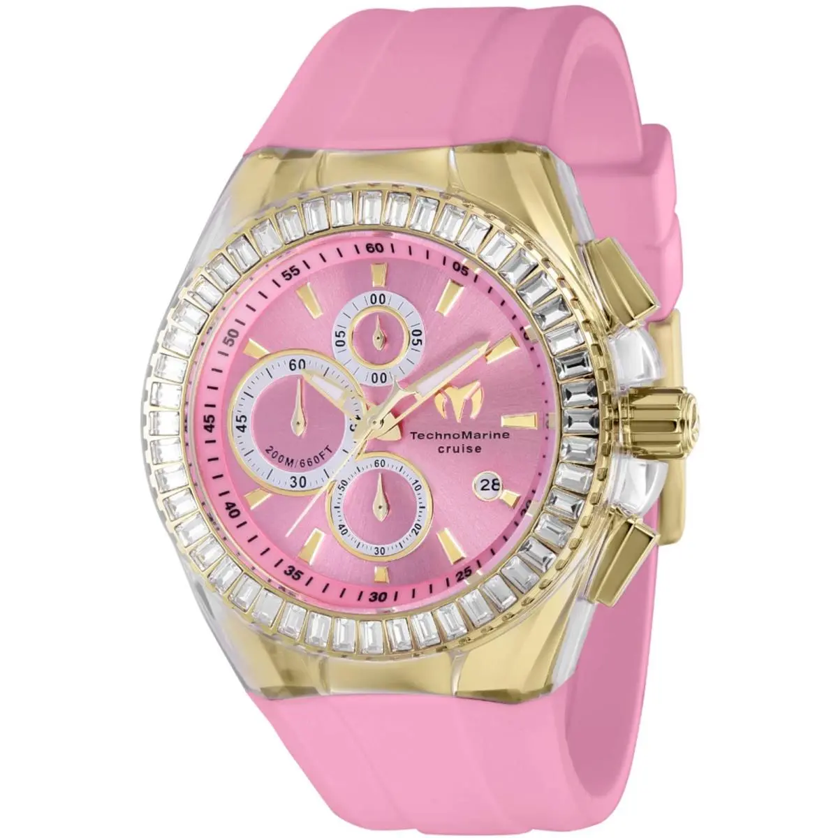 Technomarine Unisex TM-121157 Cruise Glitz 45mm Gold Tone Case Pink Dial/strap