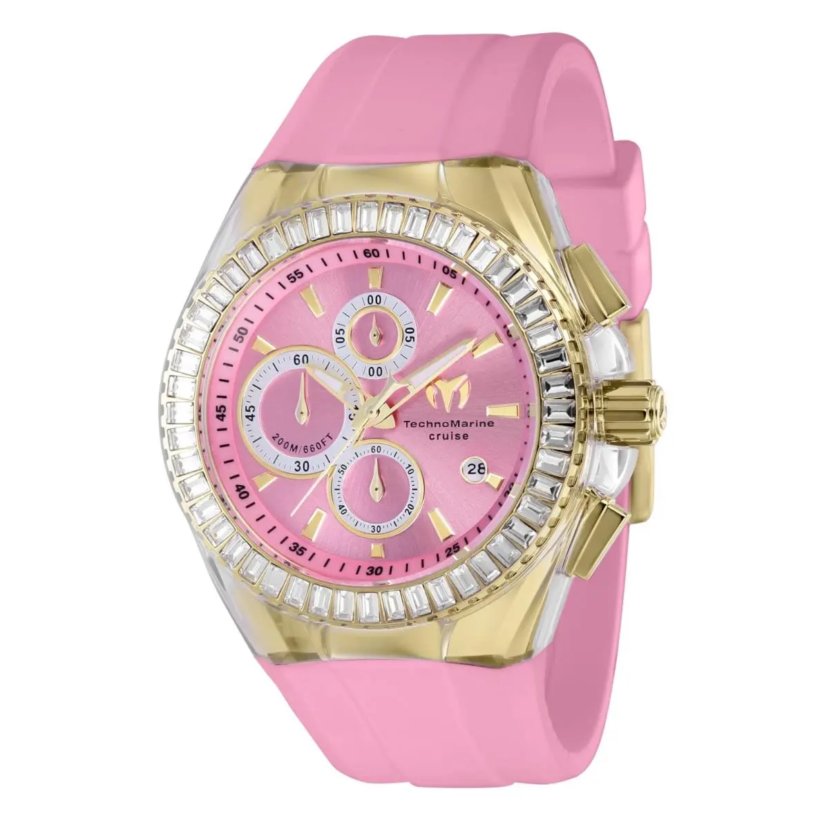 Technomarine Unisex TM-121157 Cruise Glitz 45mm Gold Tone Case Pink Dial/strap by TechnoMarine