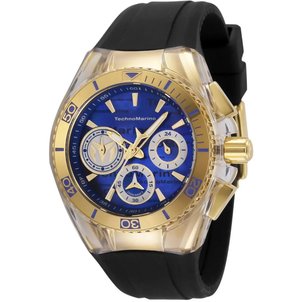 Technomarine Women`s Watch Cruise Silver and Blue Dial Black Strap TM-120031