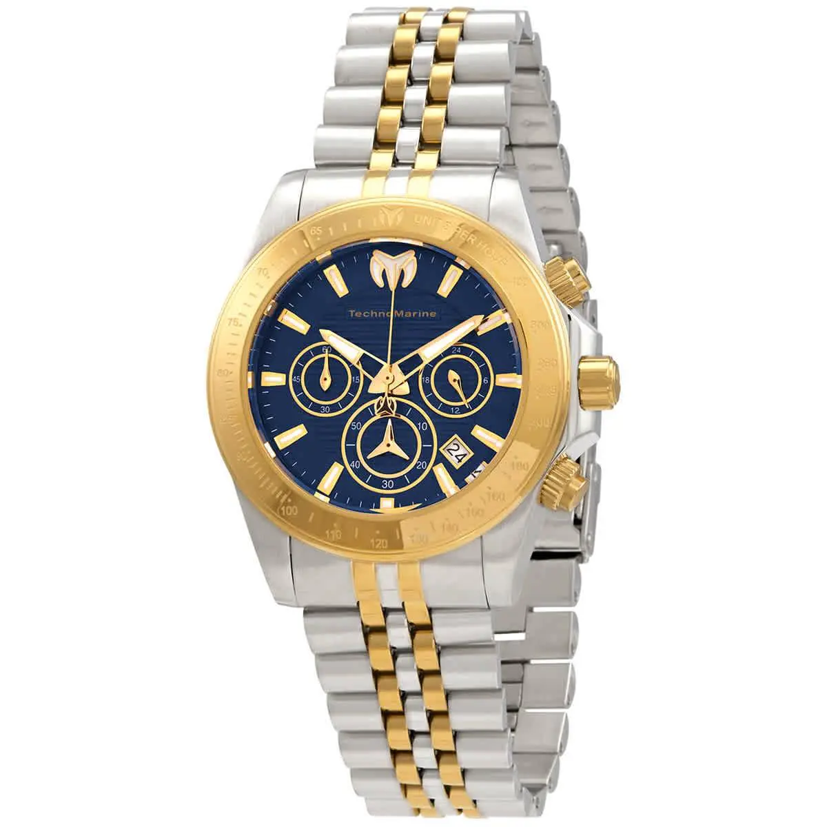 Technomarine Manta Ray Chronograph Blue Dial Men`s Watch TM-219021 - Dial: Blue, Band: Two-tone (Silver-tone and Gold-tone), Bezel: Silver-tone