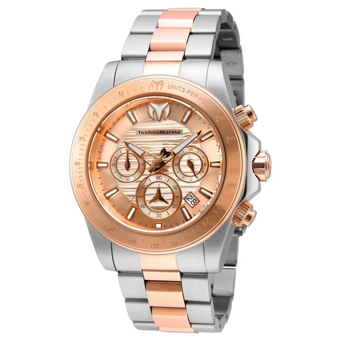 Technomarine TM-219007 Quartz Watch Blue Dial Stainless Steel 42mm Men - Dial: Blue, Band: Gold