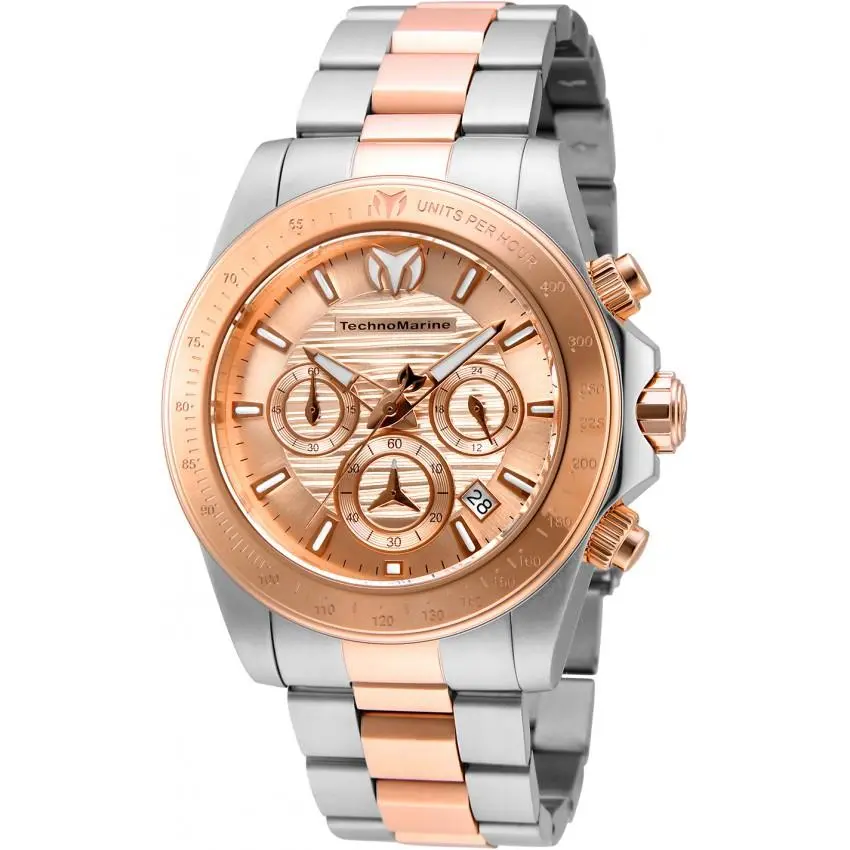 Technomarine Manta Ray Men`s 42mm Chronograph Rose Gold Dial Watch TM-219007