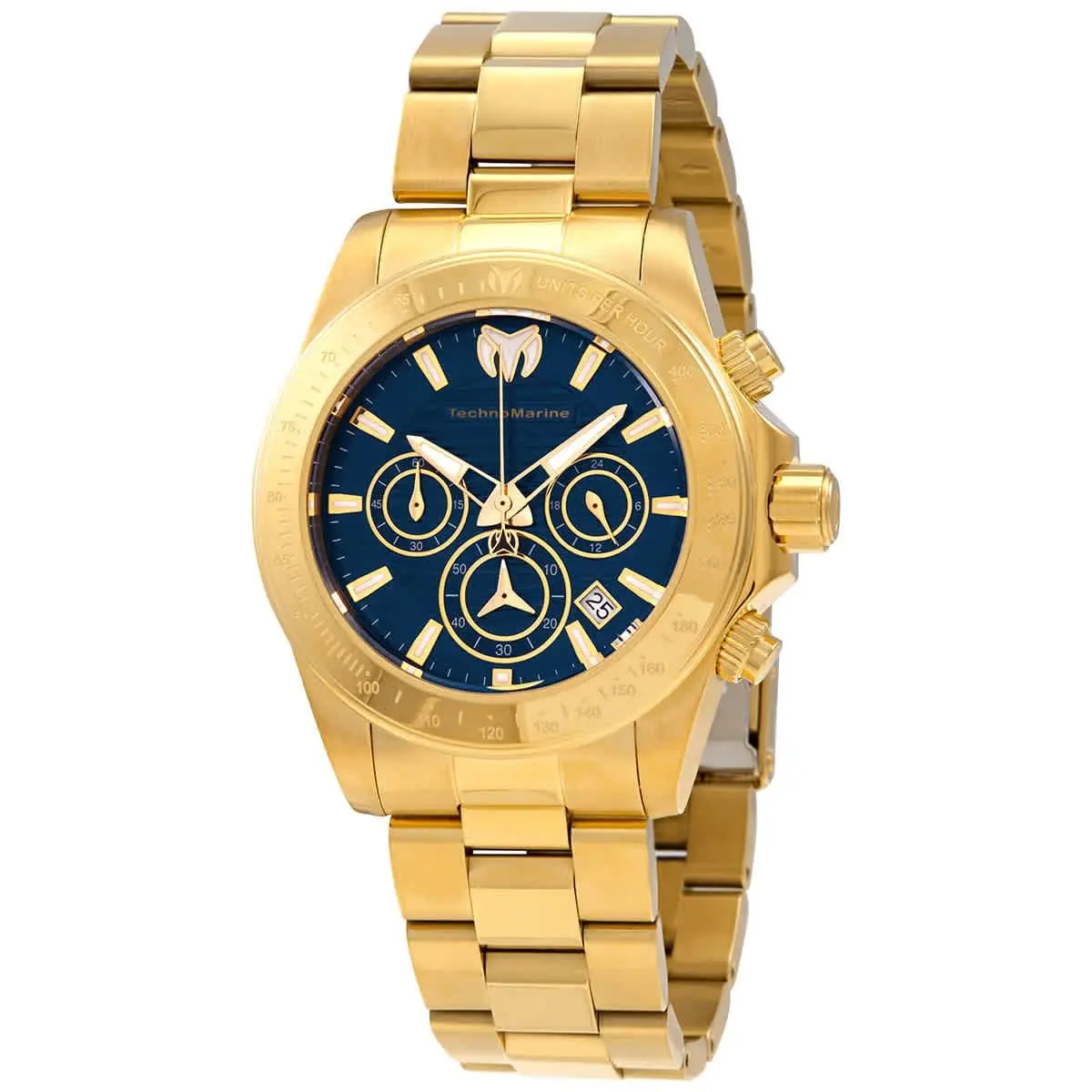 Technomarine Manta Ray Chronograph Blue Dial Men`s Watch TM-219006 - Dial: Blue, Band: Gold, Bezel: Gold