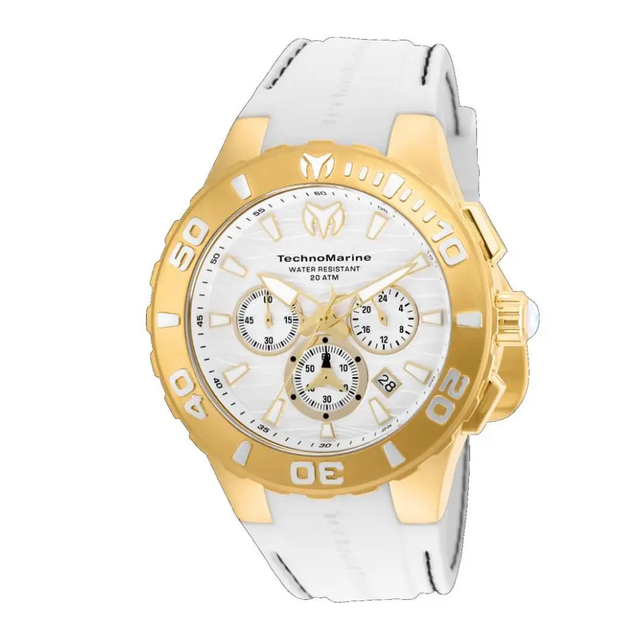 Technomarine Cruise Medusa Mens 44mm White Gold Chronograph Watch TM-115077