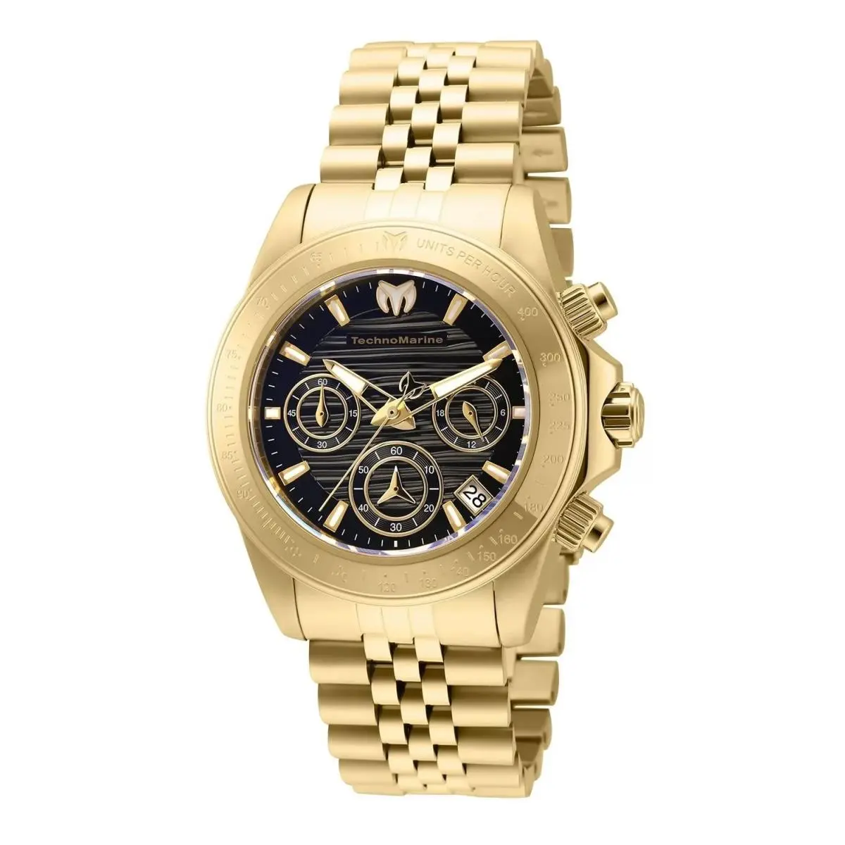Technomarine TM-219030 Quartz Watch Blue Dial Stainless Steel 38mm Women - Dial: Blue, Band: Gold
