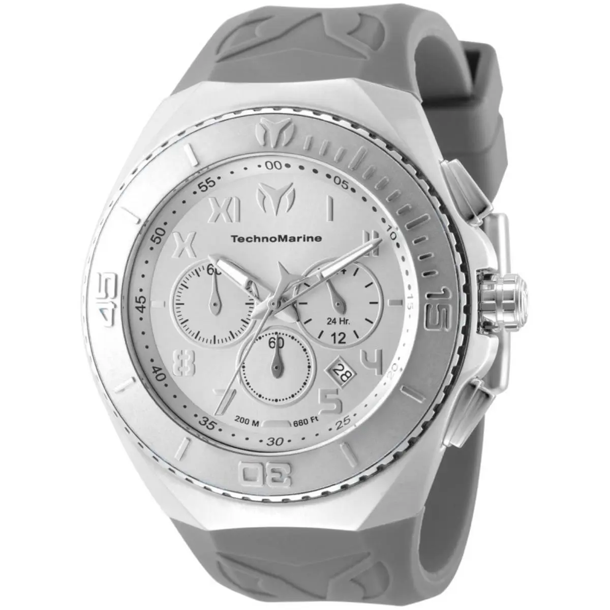 Technomarine Men`s Watch Manta Quartz Chronograph Grey Silicone Strap TM-225001 by TechnoMarine