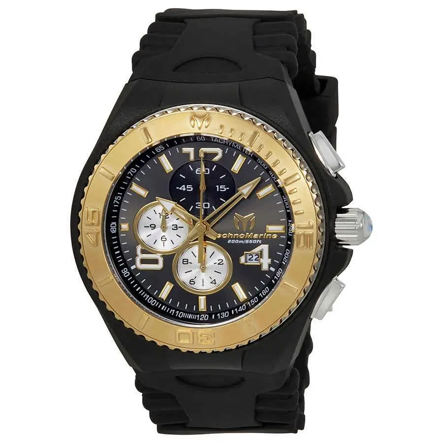Technomarine Cruise Jellyfish Dark Grey Dial Men`s Watch 115149 - Dial: Dark Grey, Band: Black, Bezel: Black Silicone covered