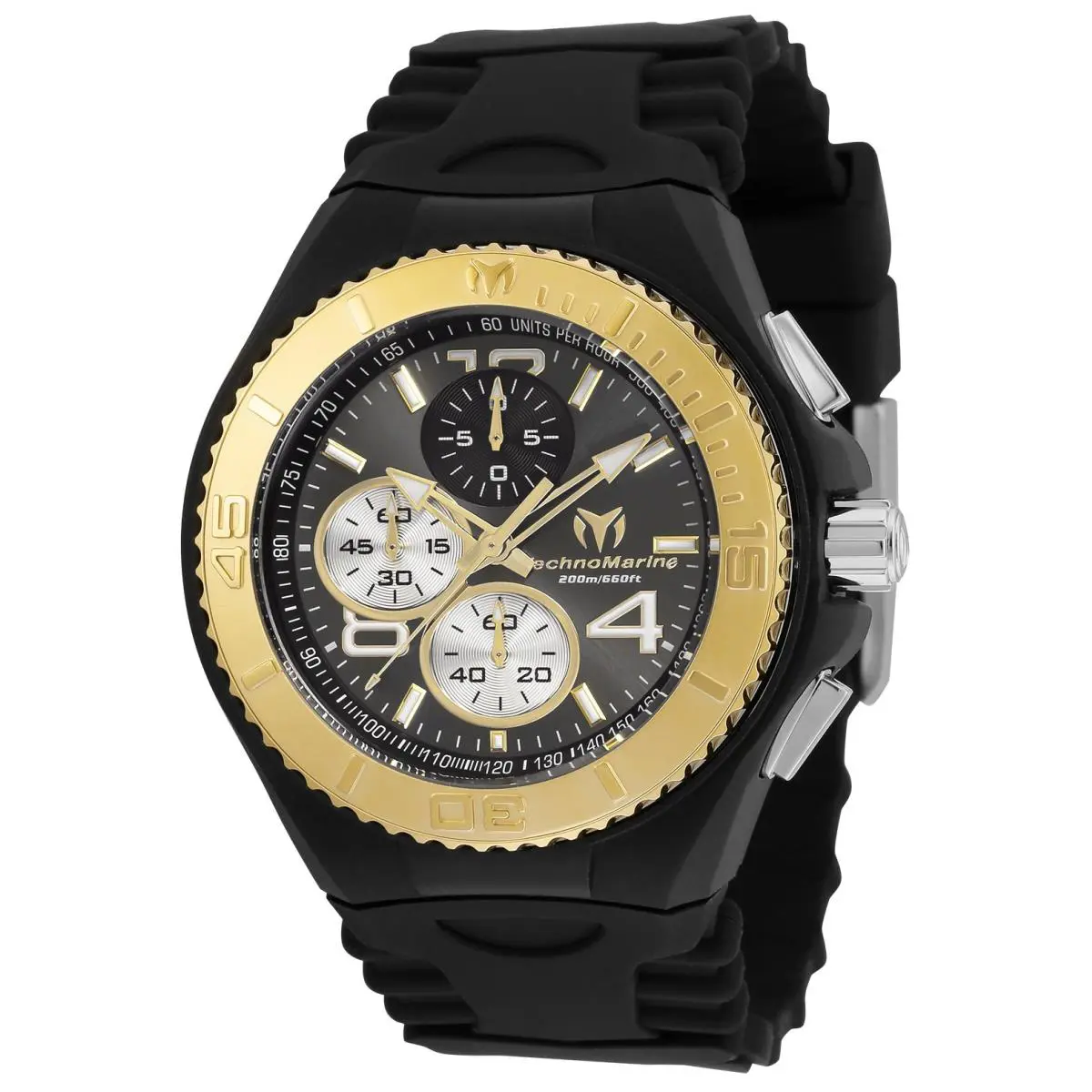 Technomarine TM-115149 Men`s Cruise Jellyfish Two-tone Black Strap 46mm Watch - Dial: Dark Grey, Band: Black, Bezel: Black