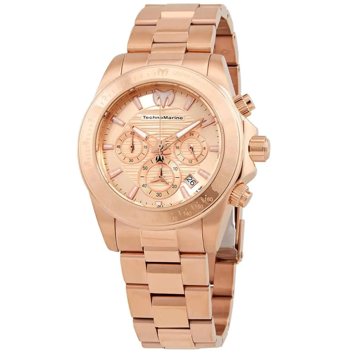 Technomarine Manta Ray Chronograph Quartz Rose Dial Men`s Watch TM-219008 - Dial: Rose, Band: Rose Gold-tone, Bezel: Rose Gold-tone