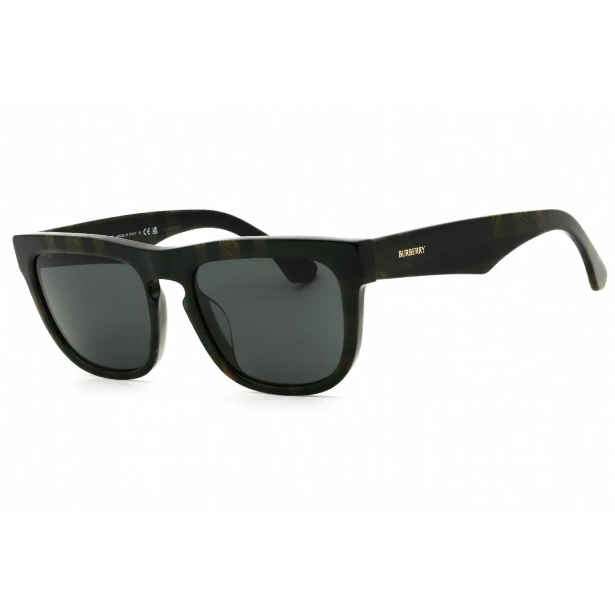 Burberry BE4431U 412587 Sunglasses Checkered Green Frame Dark Grey Lenses 56mm