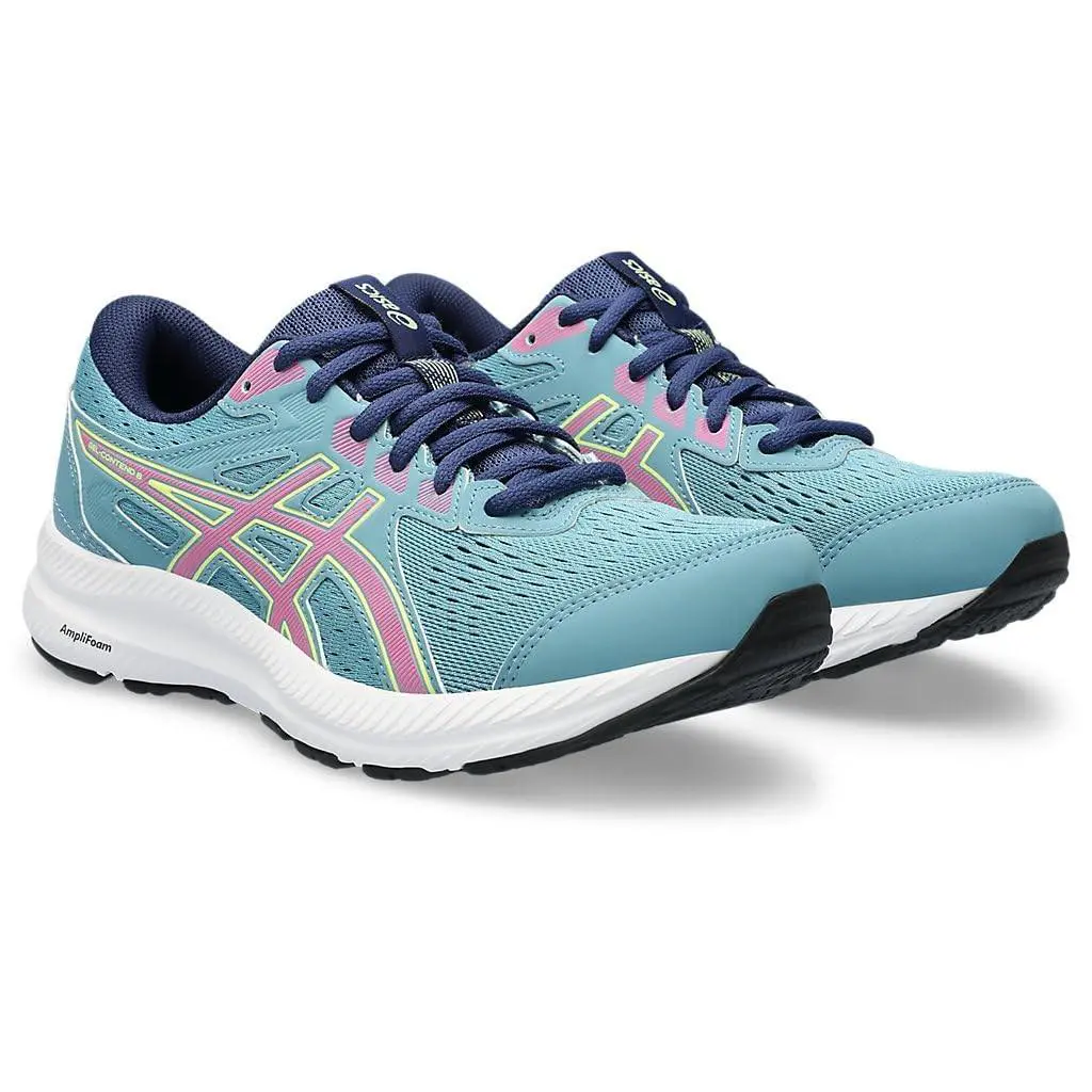 Size 7.5 - Asics Women`s Gel-contend 8 Running Shoes Gris Blue/hot Pink - Blue