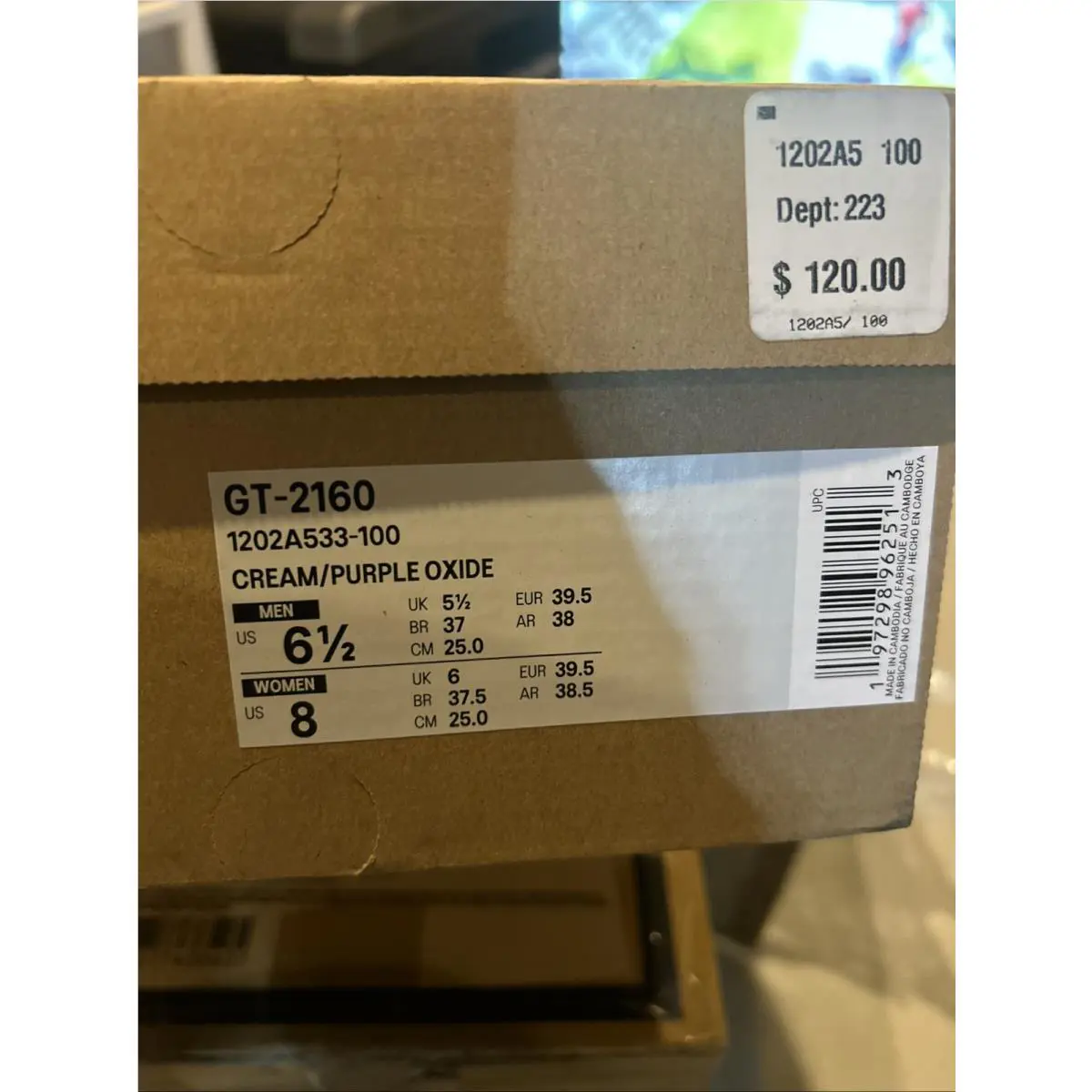 Asics shoes - GT-2160 - 1202A533/100 - Cream/Purple Oxide (UPC: 0197298962513) 3