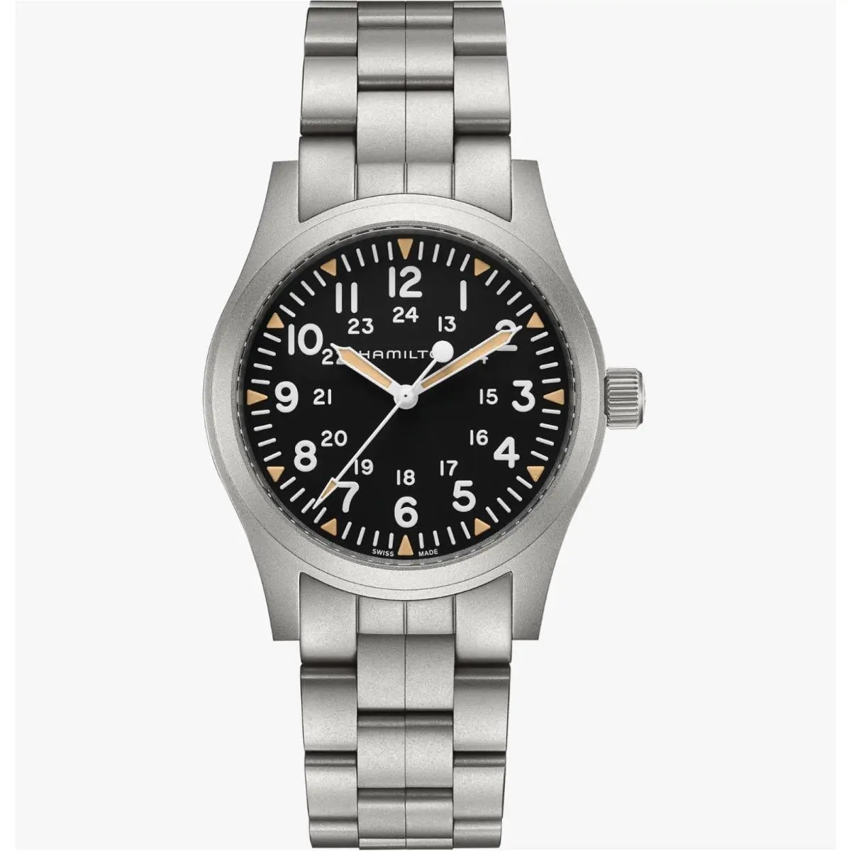 H69529133 Khaki Field 42 mm Steel Black Dial Mechanical Men`s Watch by Hamilton