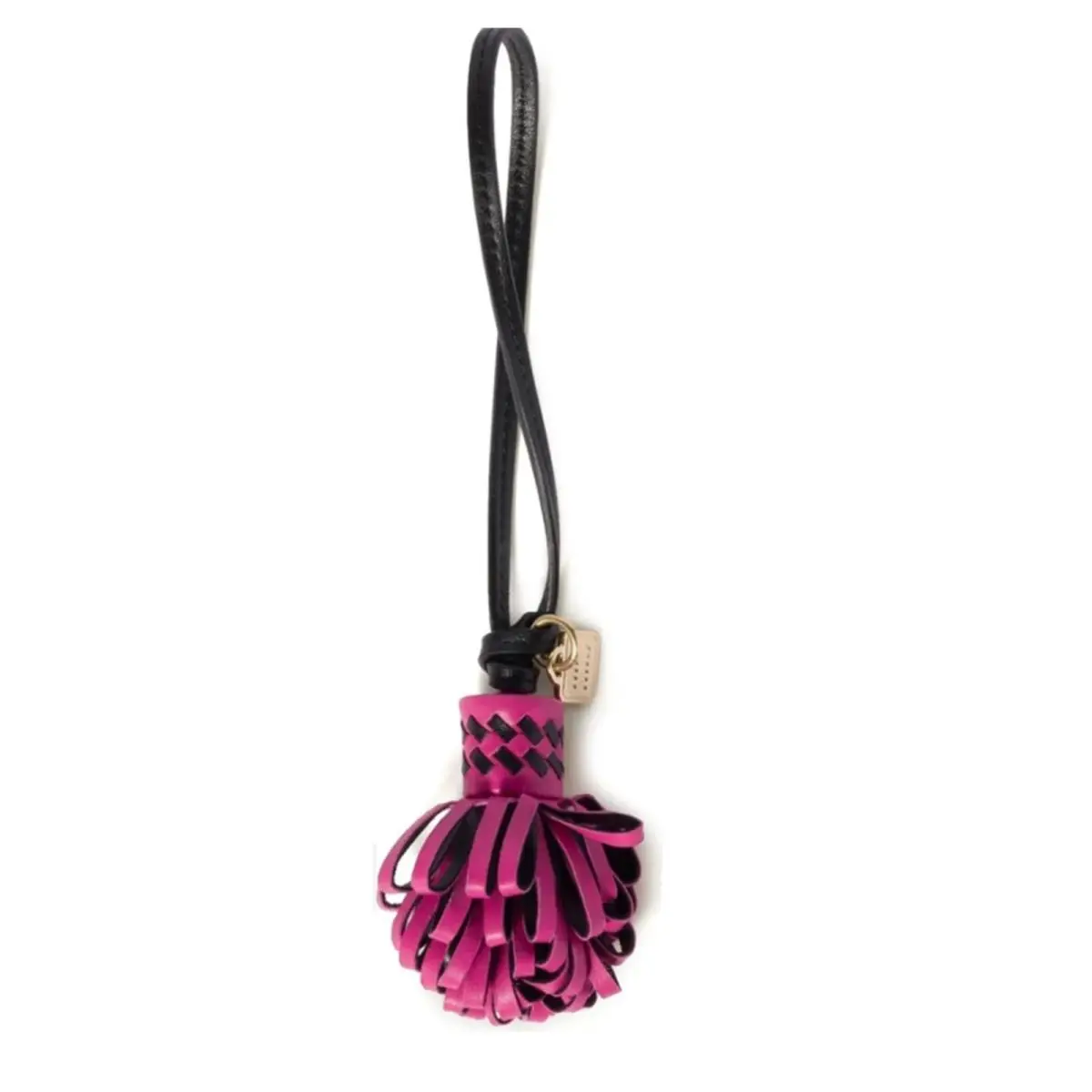 Miu Miu Bag Charm Leather Key Chain Trick in Fuschia Black