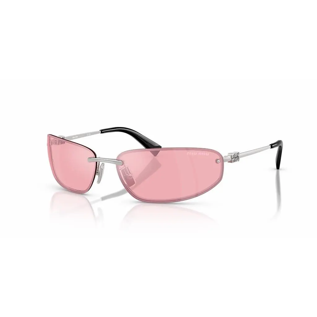 Miu Miu MU A50S 1BC70J Silver Pink Mirror Lens Women Sunglasses