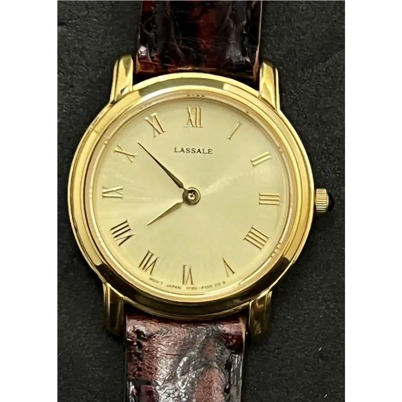 Seiko Vtg 1995 Lassale Women’s 25mm Slim Quartz Watch Gold Case Dial Gen. Lizard