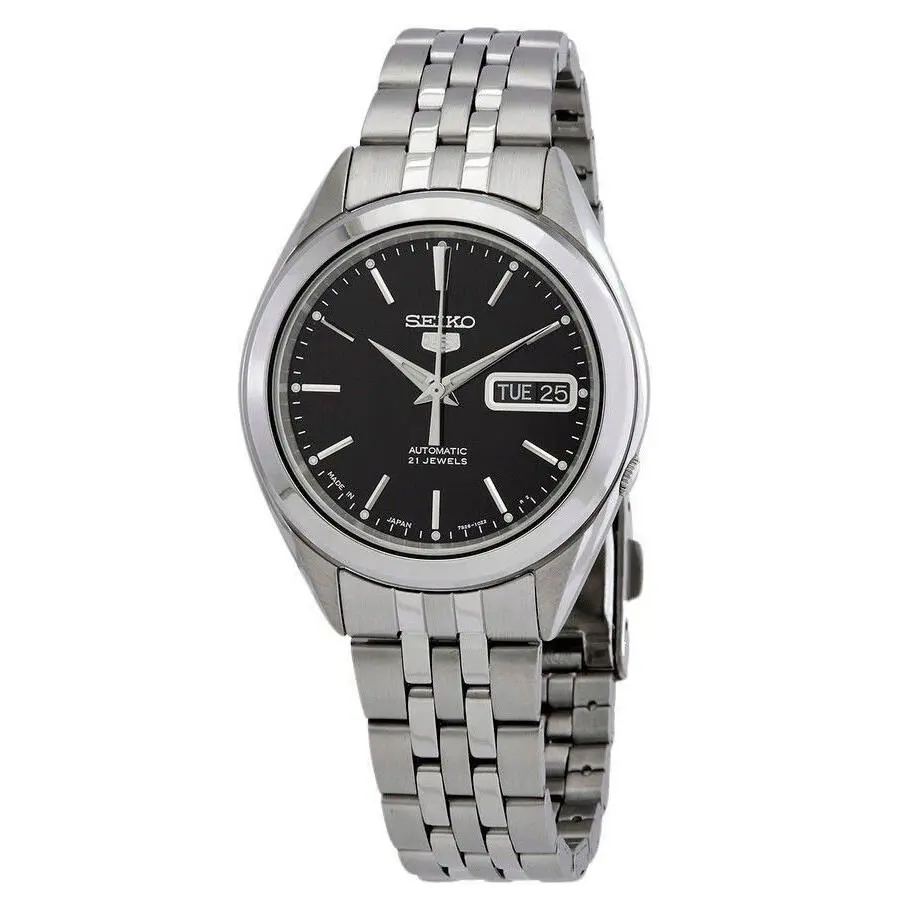 Seiko 5 Automatic 21 Jewels Japan Made Black Dial SNKL23J1 Men`s Watch