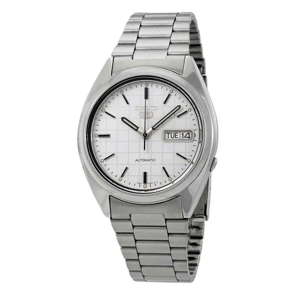 Seiko 5 Automatic SNXF05K1 Day/date Stainless Steel White Dial 30M Mens Watch
