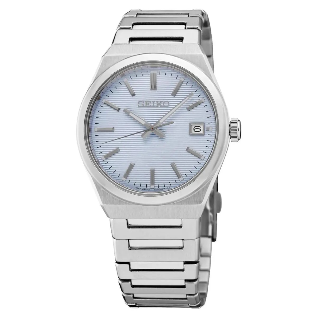 Seiko SUR599 Ice Blue Striped Dial 38.5 mm Stainless Steel Quartz Men`s Watch