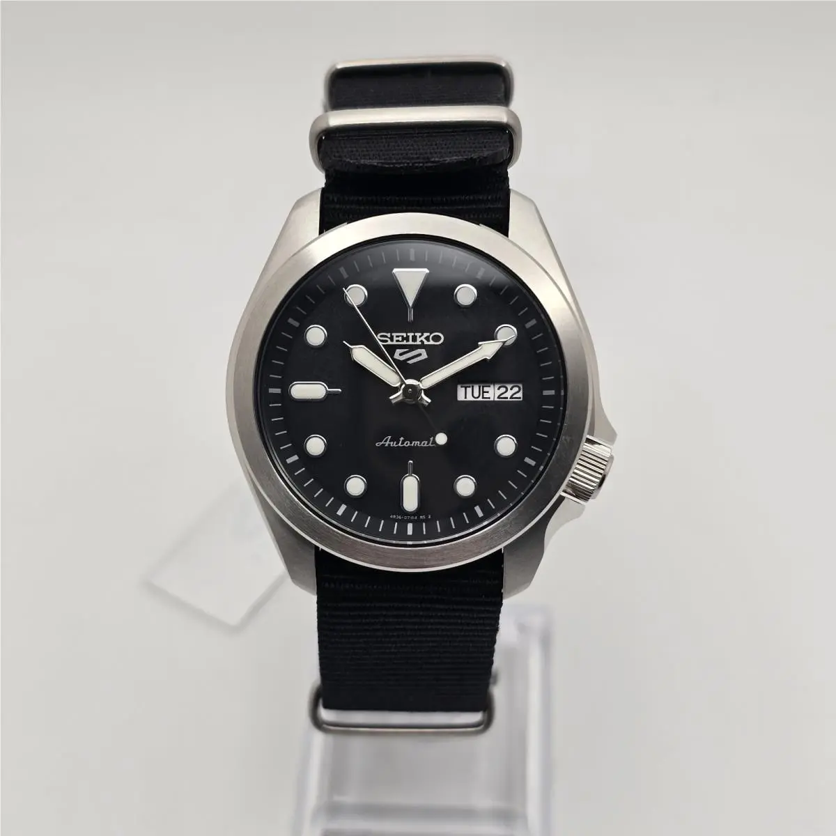 Seiko 5 Sports SRPE67K1 Black Automatic 40mm Fabric Strap Box Tags