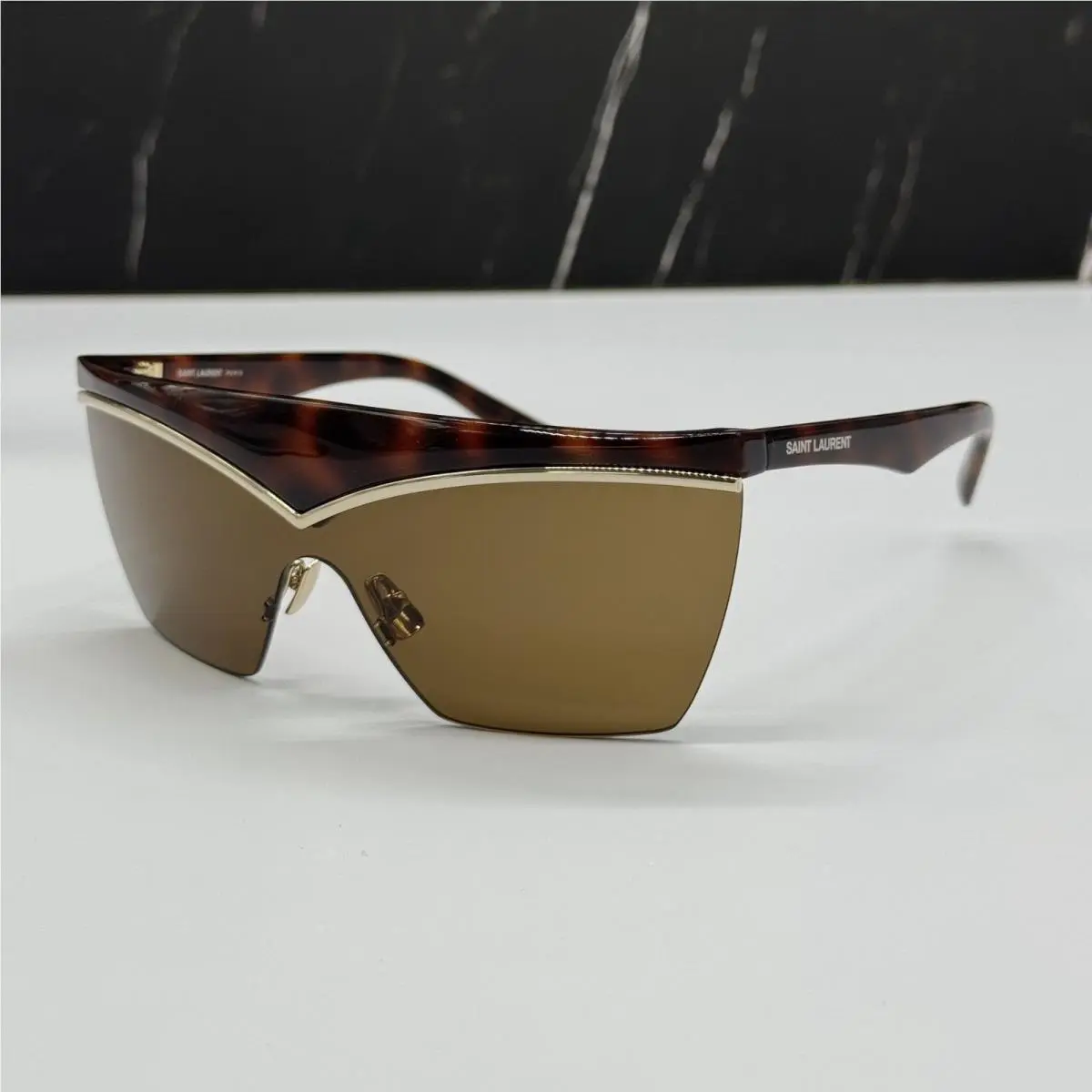 Saint Laurent Sunglasses Havana Women Eyewear Saint Laurent SL614 Mask 002 by Yves Saint Laurent