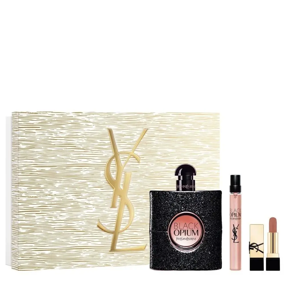 Yves Saint Laurent Ysl Black Opium 3 PC Women Gift Set - 3.0 OZ Edp + 0.33 OZ Edp + Mini Lipstick