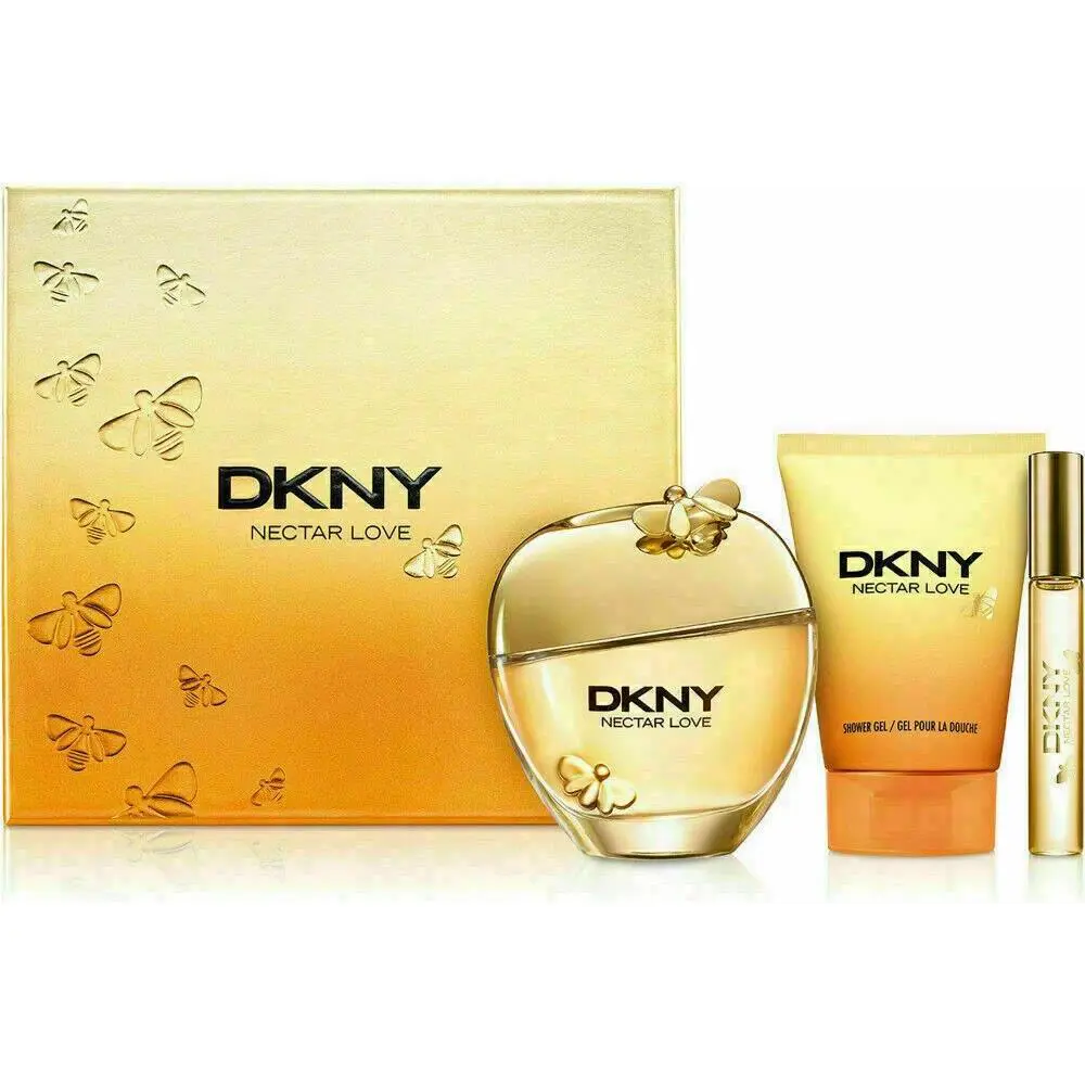 Dkny Donna Karan Perfume Gift Set Nectar Love 3 Pc Spray Rollerball Shower Gel