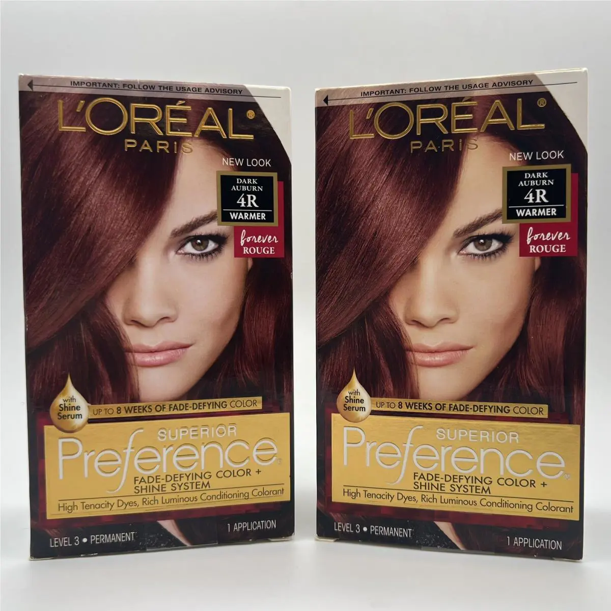 4 Boxes Ofloreal 4R Dark Auburn Warmer Superior Preference