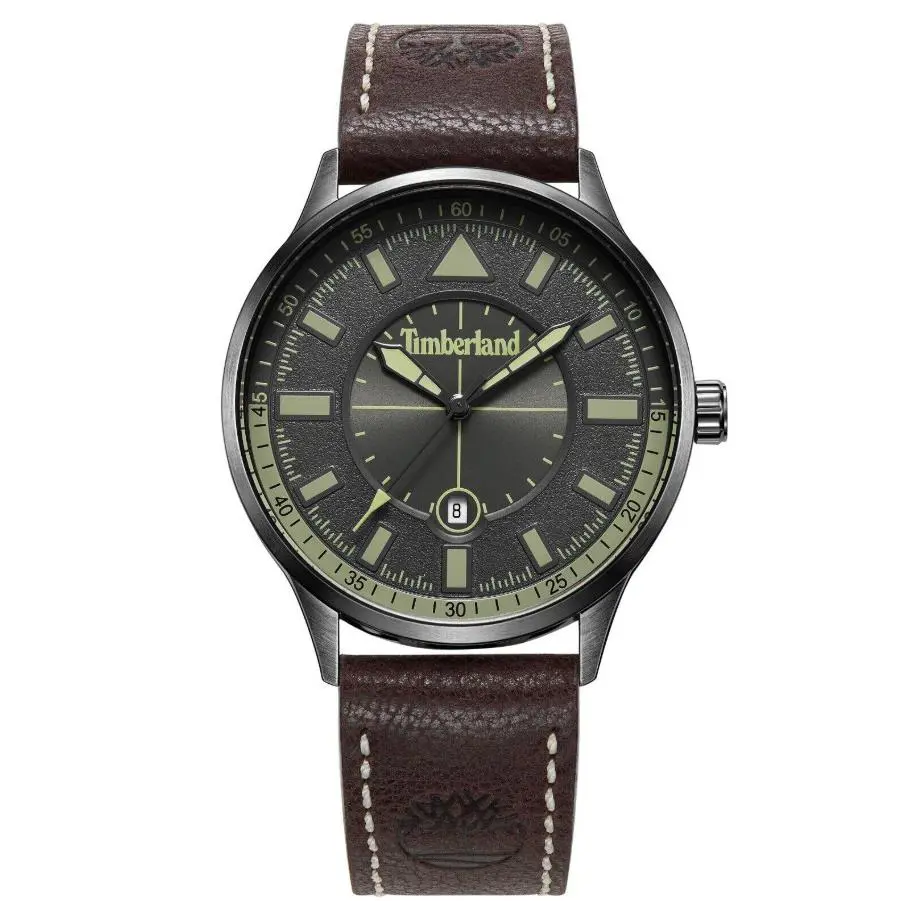 Timberland Classic Brown Leather Grey/green Dial Date Men’s Watch TDWGB2181502