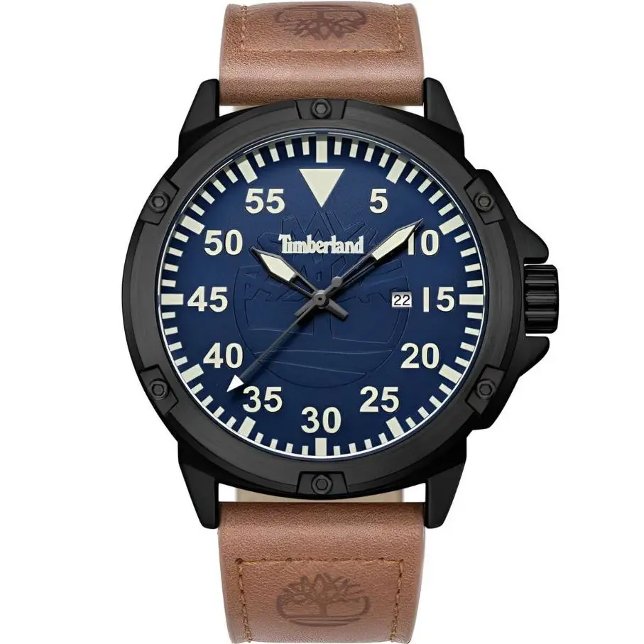 Timberland Classic Brown Leather Blue Dial Date Men’s Watch TDWGB9002803
