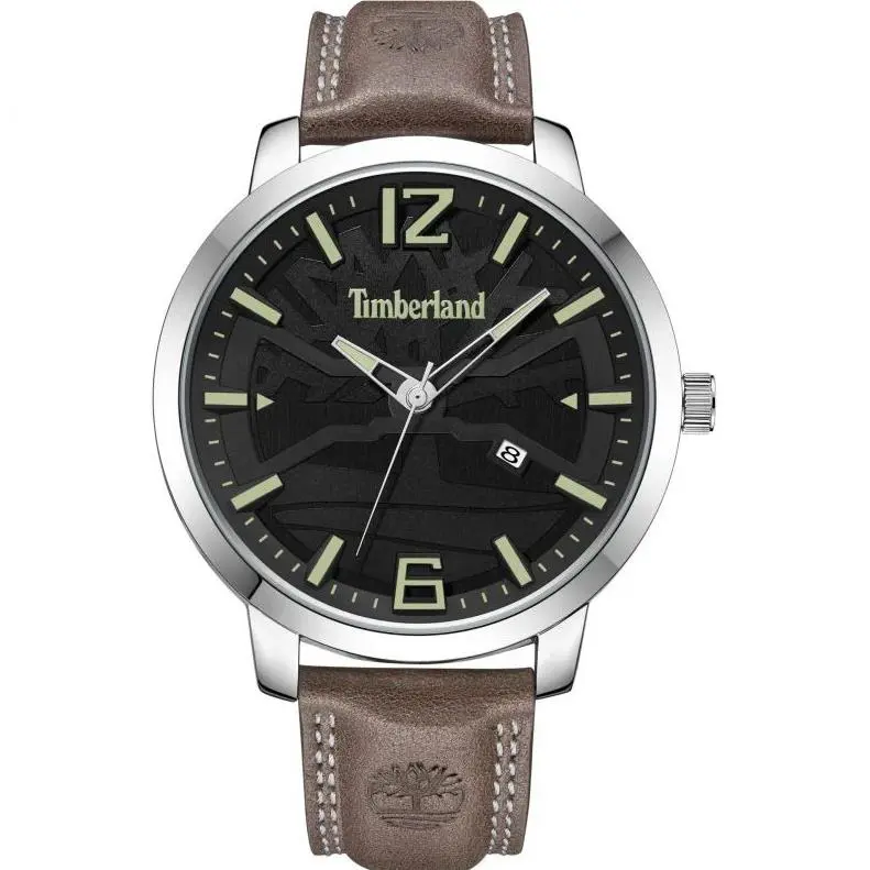 Timberland Clarksville Brown Leather Black Logo Men’s Watch TDWGB2132401