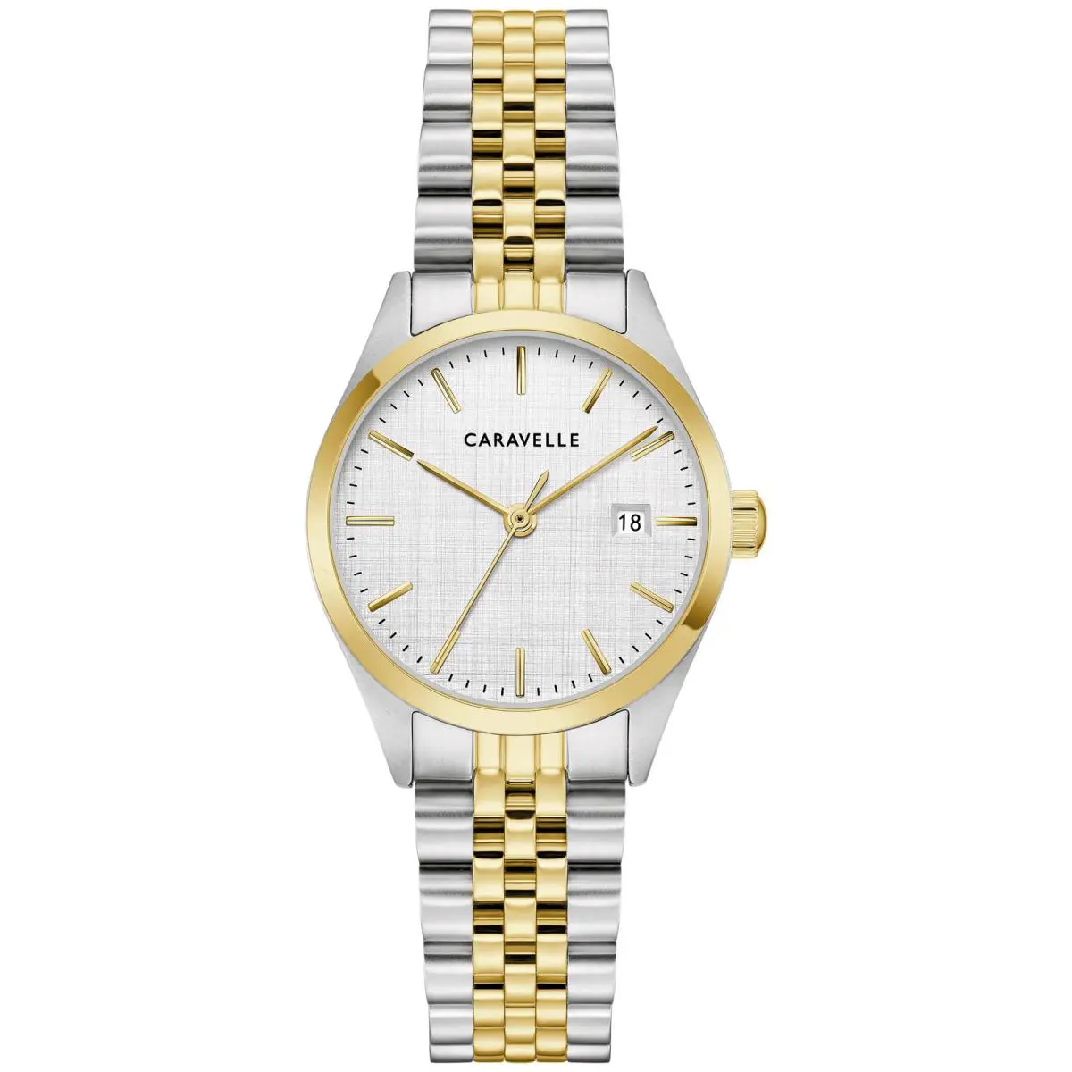 Bulova 45M121 Caravelle Classic Linen Dial Two-tone Ladies Quartz