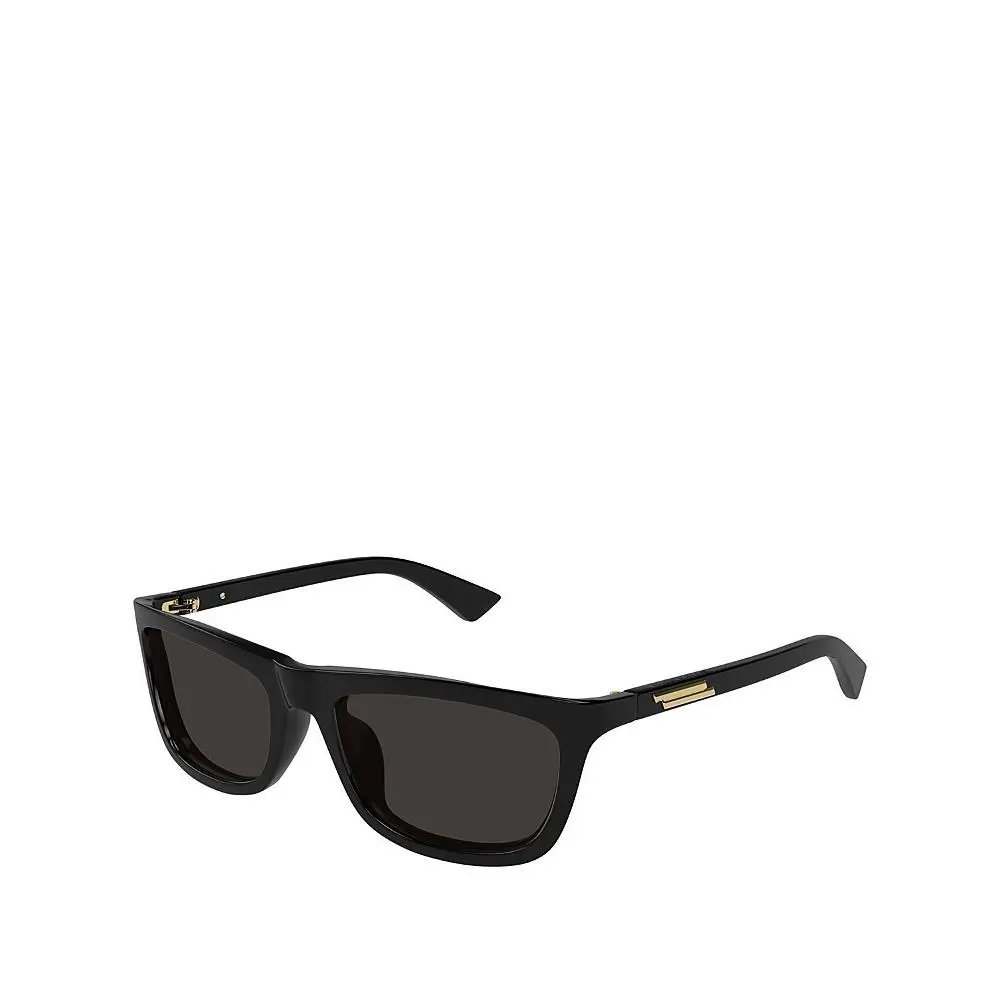 Bottega Veneta BV1328SM Acetate Rectangle Sunglasses Men`s S Shiny Solid Black