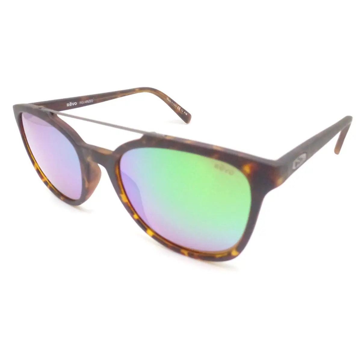 Revo Clayton Matte Tortoise Green Water Mirror Polarized Sunglasses - Frame: Matte Tortoise