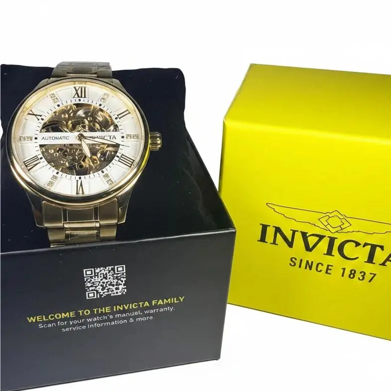 69116 Invicta Objet D Art Skeleton Automatic Gold Tone 40mm Steel Watch