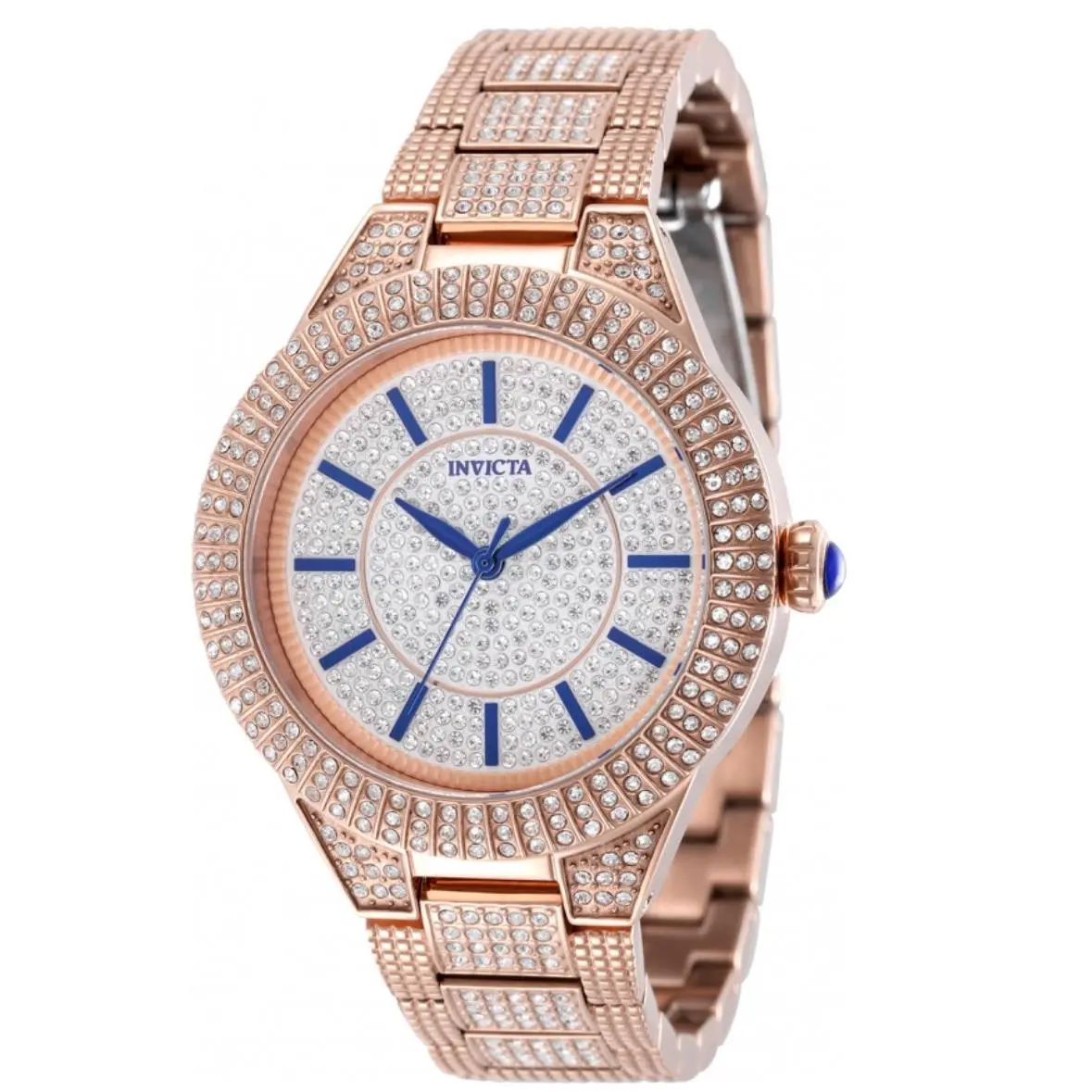 Lux Iced Out Ladies 38mm Essex Rose Gold 664 Crystals Quartz Watch 49926 by Invicta