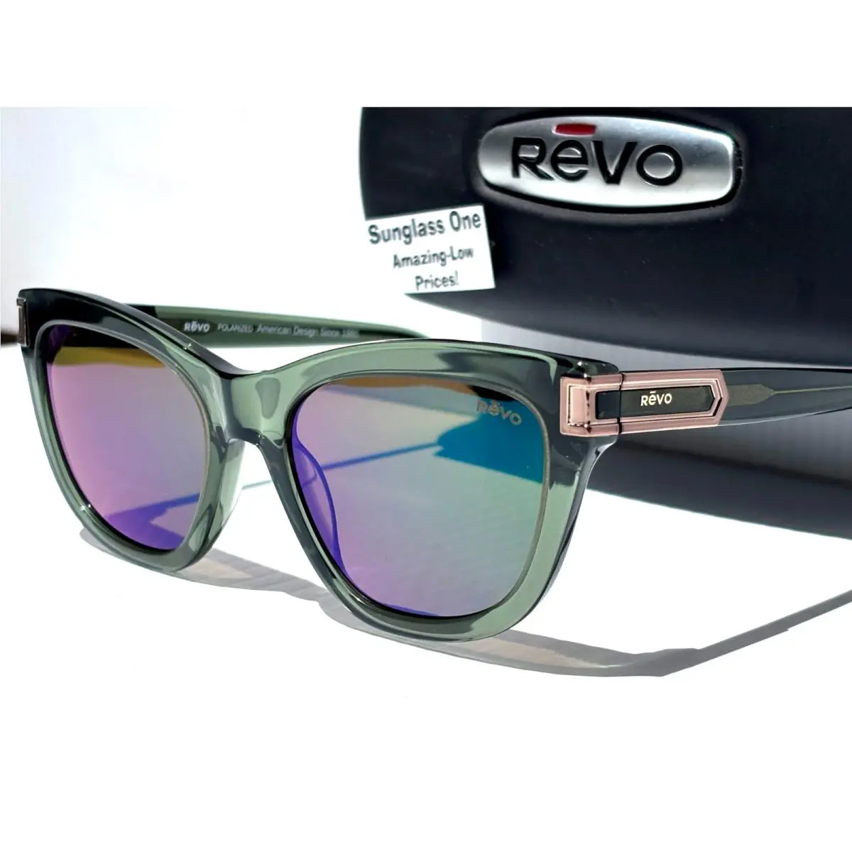 Olive Crystal Olive Polarized Evergreen Lens Sunglass 1279 08 GN by Revo
