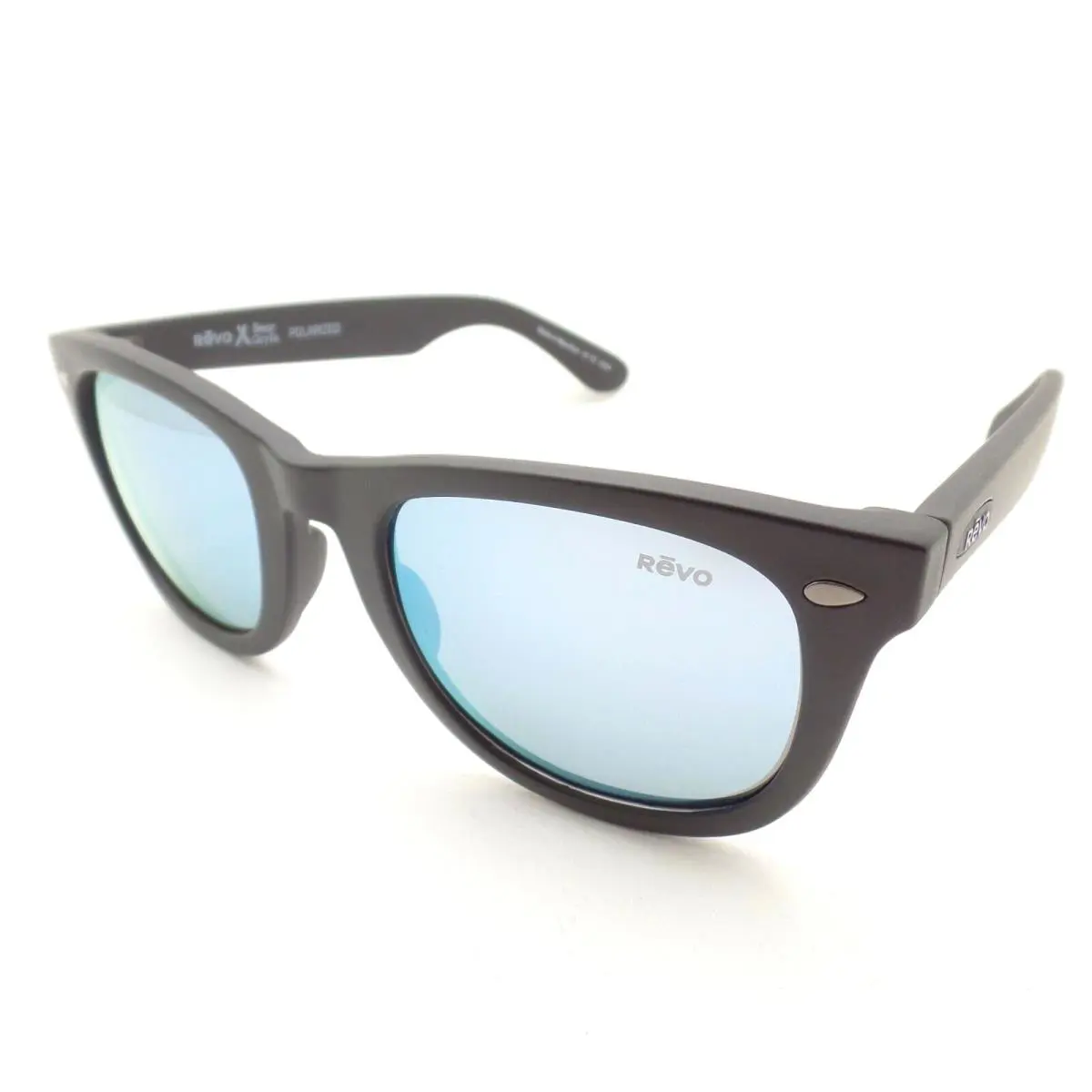 Forge Matte Black Blue Water Polarized Mirror 50mm Sunglasses by Revo