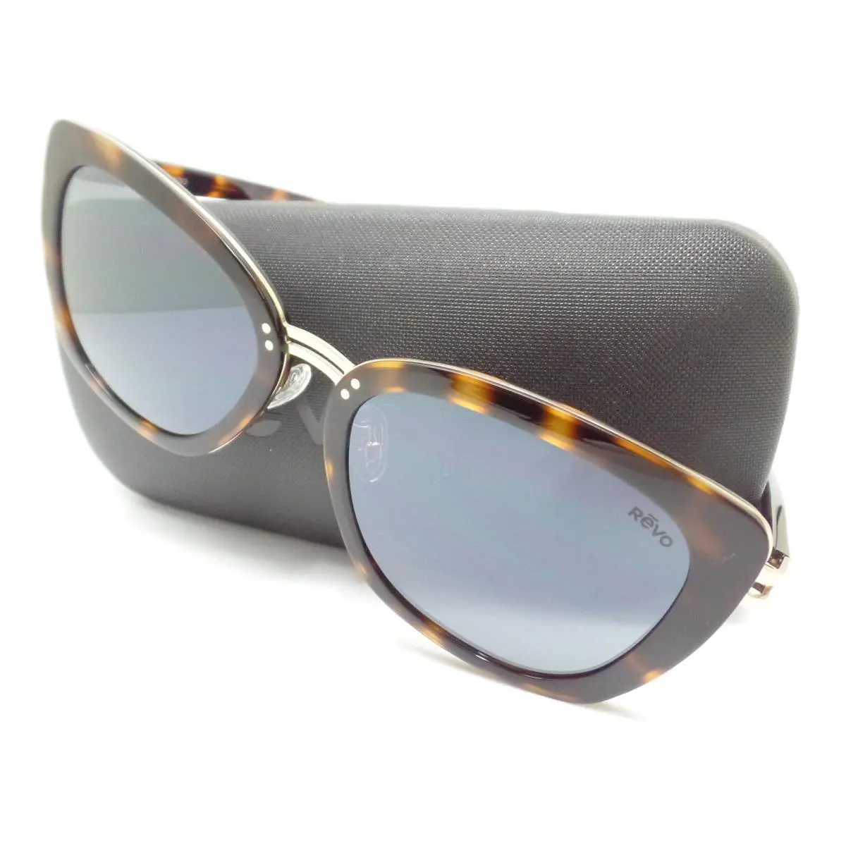Revo Eva Tortoise Gold Graphite Polarized Mirror Sunglasses