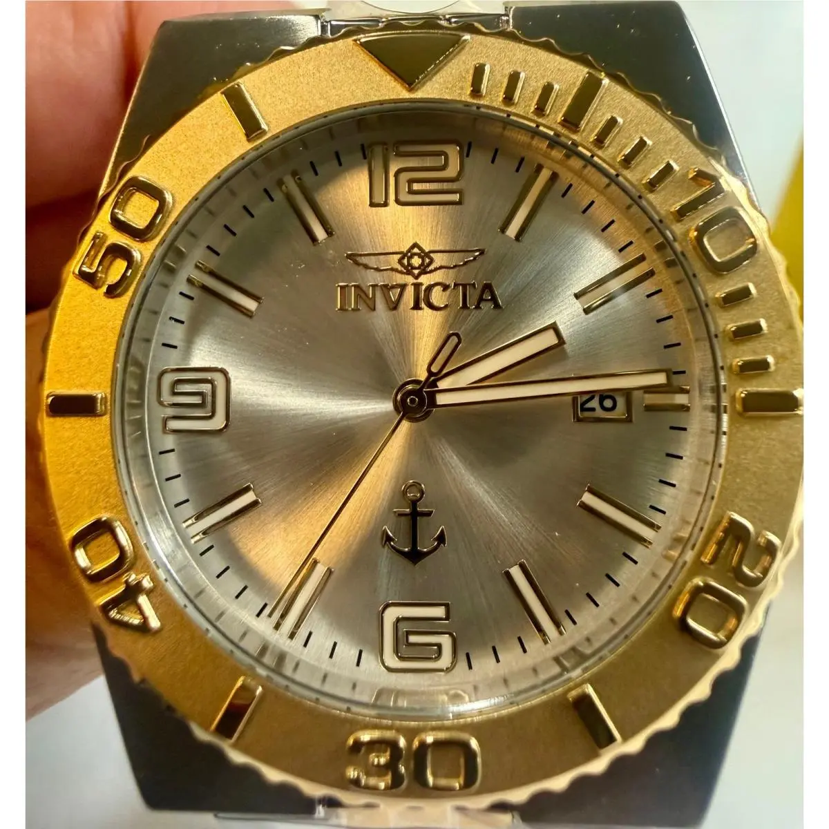 Invicta Ocean Voyage 50160 Two-tone Silver Gold 38mm Quartz Unisex Watch - Silver, Dial: Sundust, Band: Gold, Silver