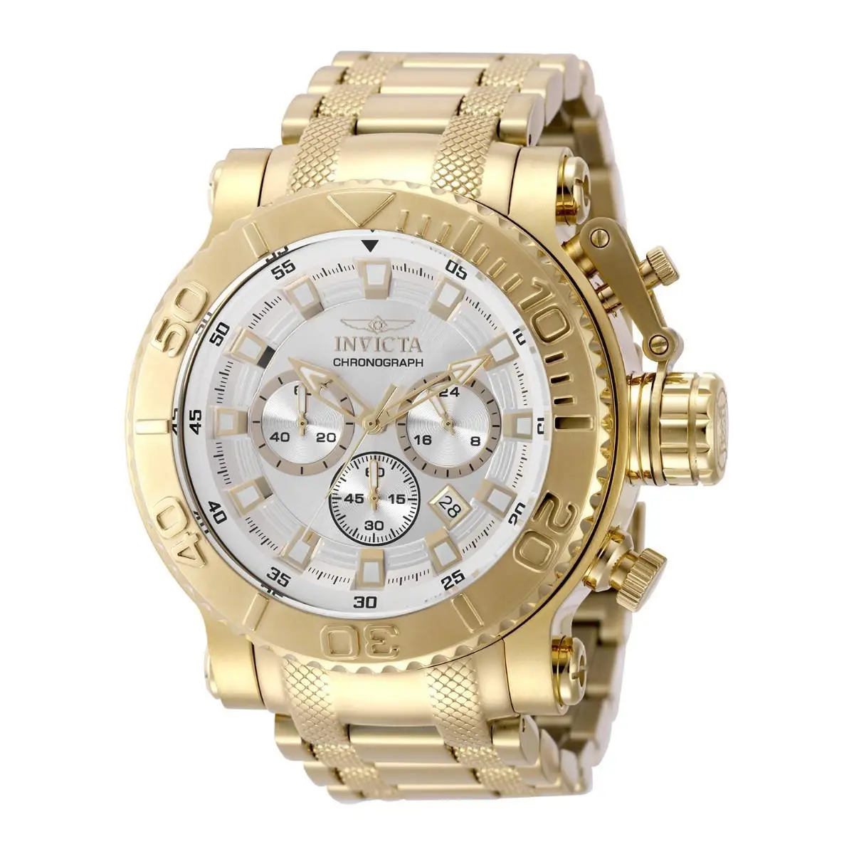 Invicta Coalition Forces Synarchy Men`s Watch - 52mm Gold 50117 - Dial: Gold, Silver, White, Yellow, Band: Gold, Yellow, Bezel: Gold, Yellow