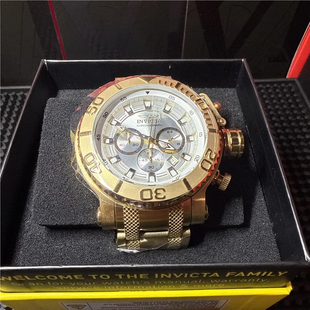 Invicta Coalition Forces Synarchy Men`s Watch - 52mm Gold 50117 - Dial: Gold, Silver, White, Band: Gold, Yellow, Bezel: Gold, Yellow