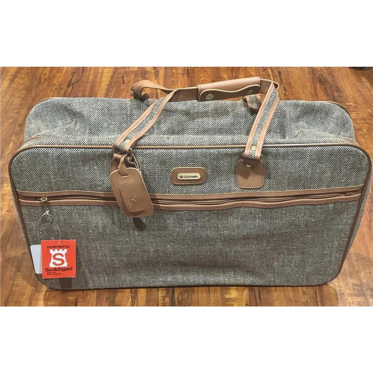 Vintage Nos Samsonite Special Collection Tweed Jute 25” Luggage Suitcase