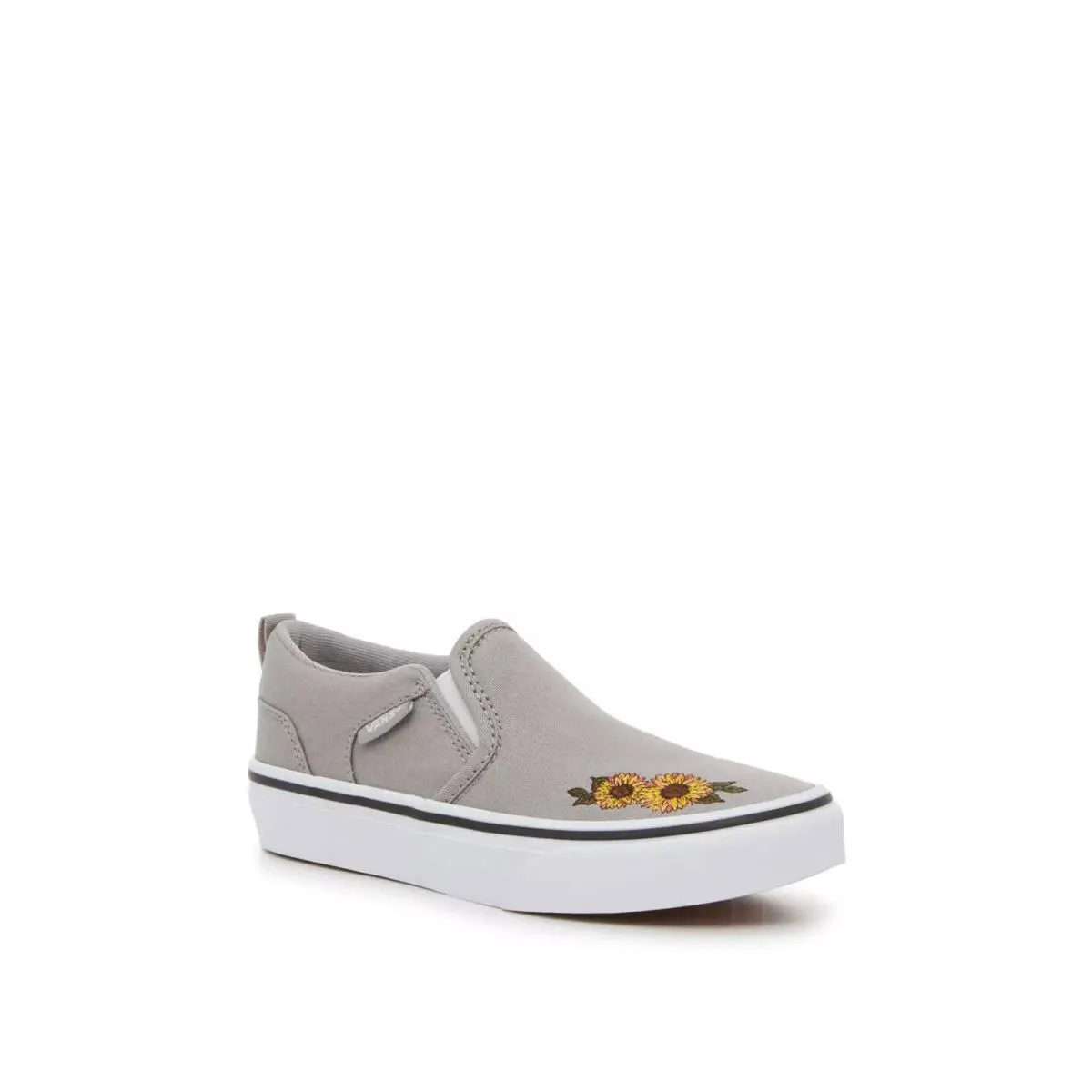 Vans Asher Sneakers Girls US 1 Gray White Floral Slip-on Platform Shoes ZAP1967 - Gray