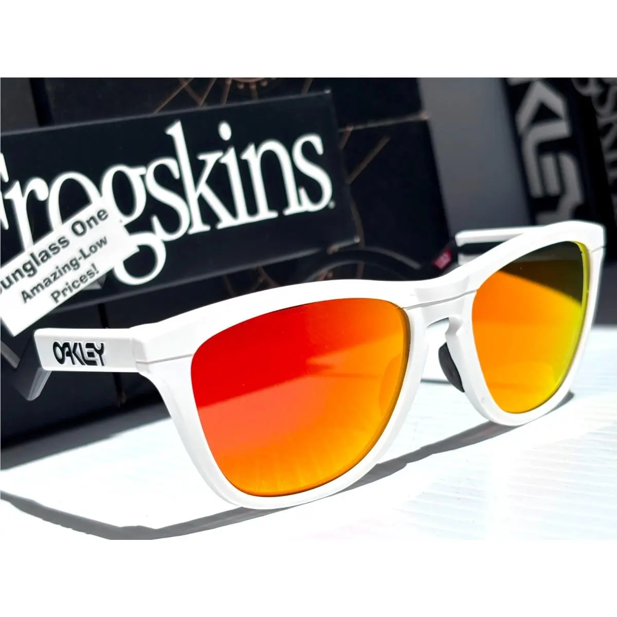 Oakley Frogskins Hybrid Matte White Polarized Galaxy Ruby Sunglass 9289-08