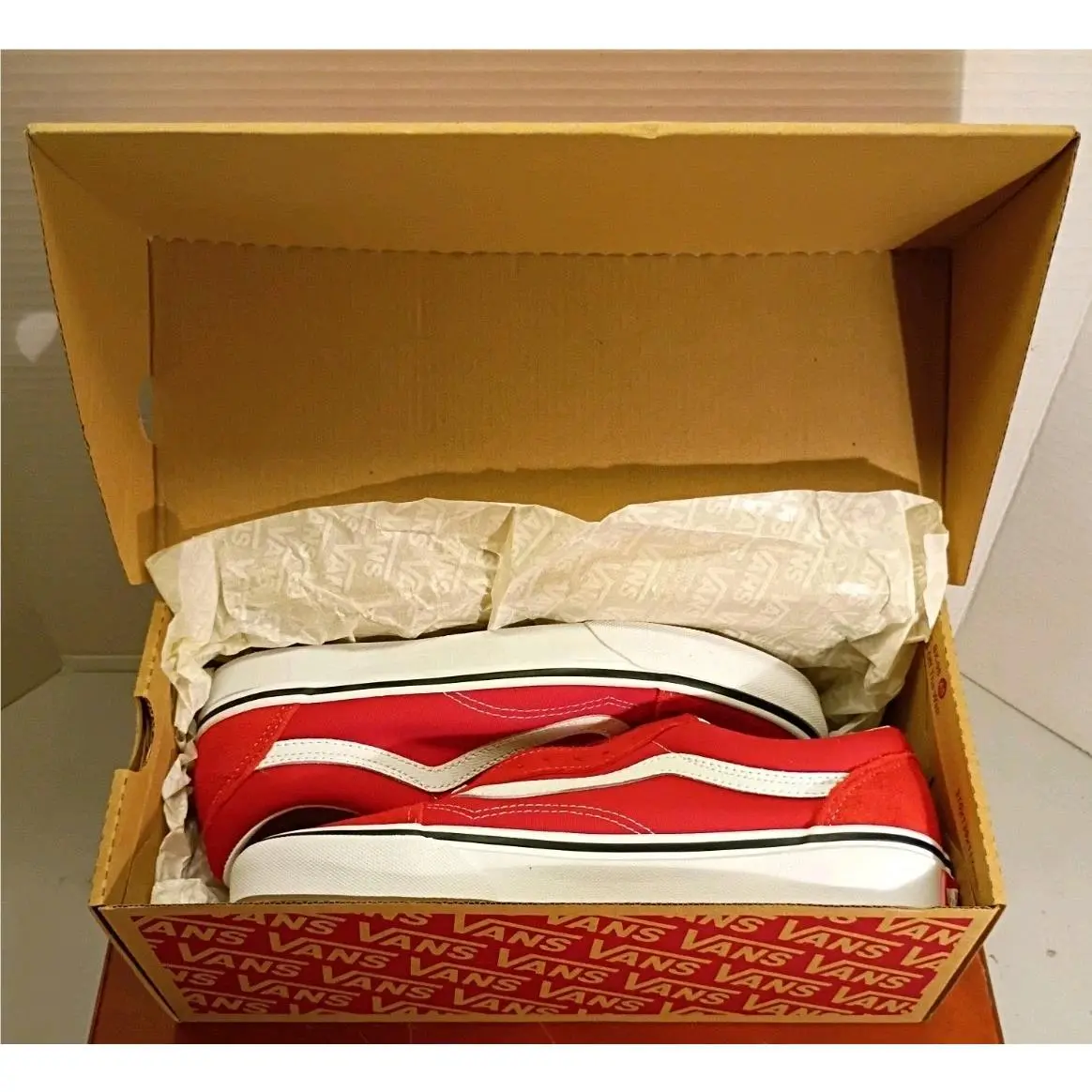 Vans Old Skool Racing Red True White Shoes In Box and Paper
