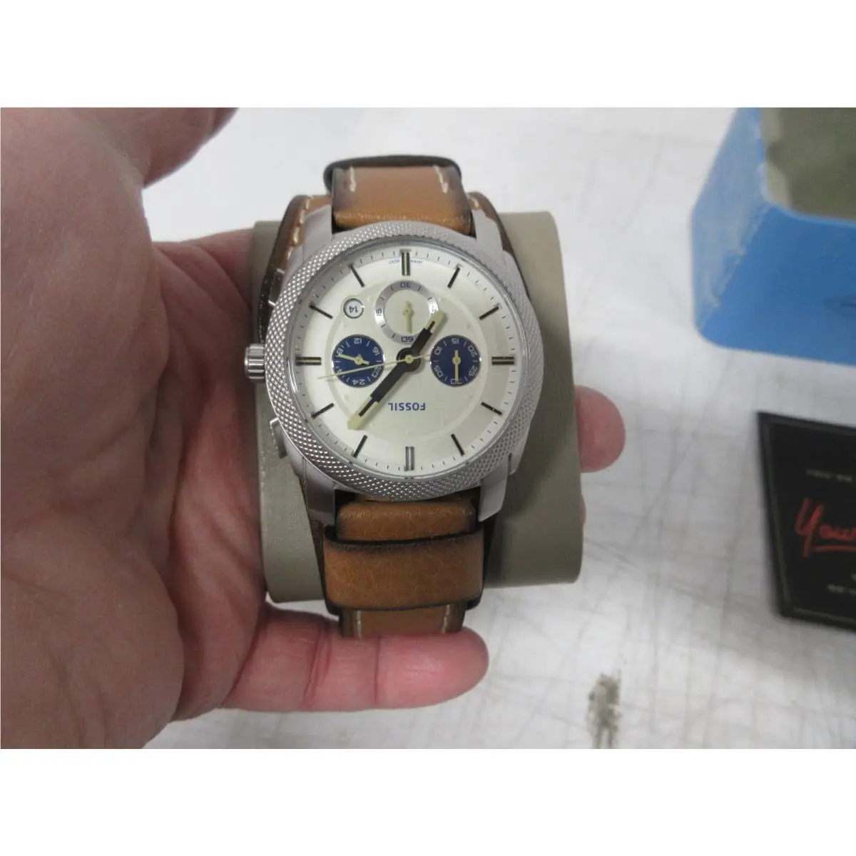Fossil Men`s Stainless Steel Eco Leather Chronograph Watch FS5922