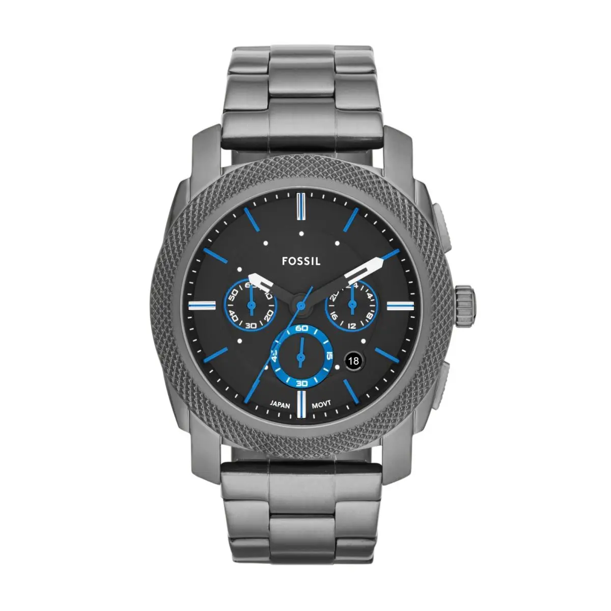 Fossil Men`s Machine Quartz Stainless Steel and 45MM Smoke Gray/blue